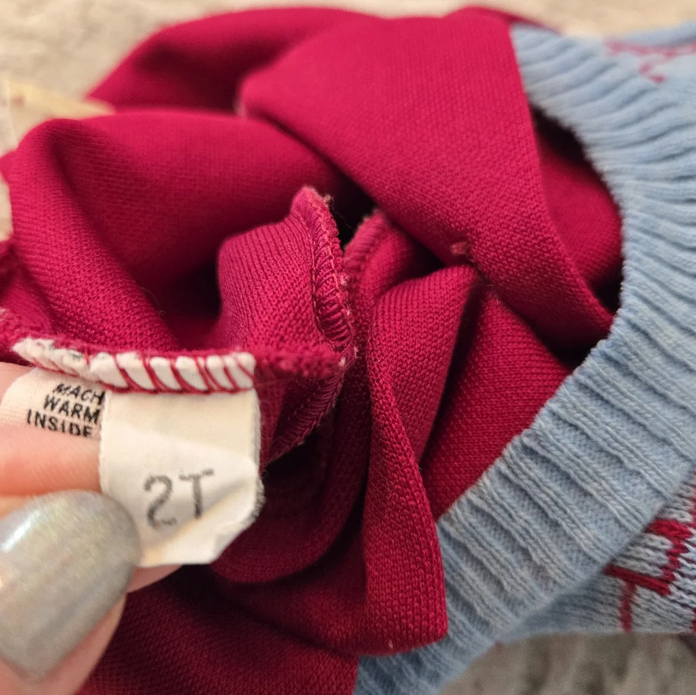 Vintage Maroon Red Collared Shirt and Pastel Blue Patterned Sweater Vest